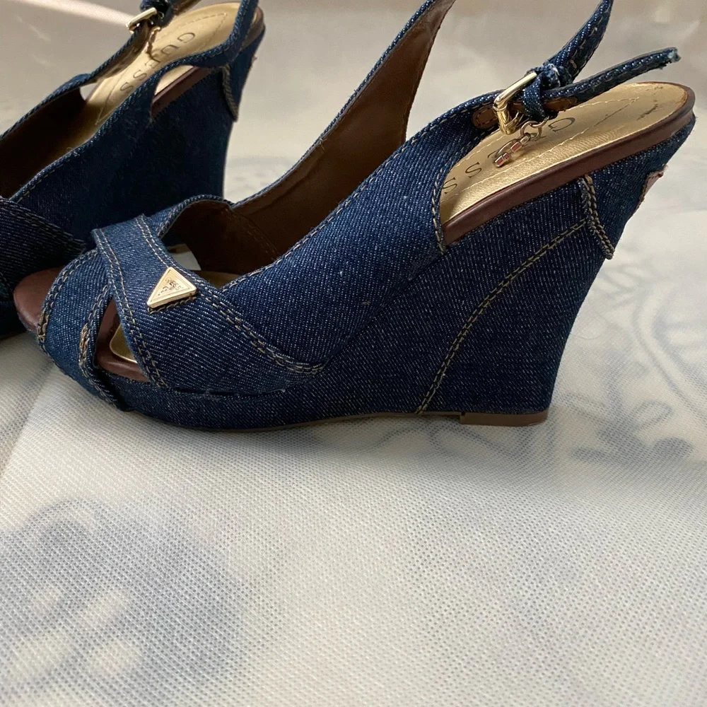 Guess Wedge Jeans Shoes, size 7 - Picture 2 of 7